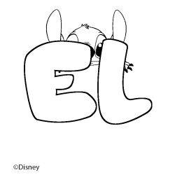 Coloriage pr&eacute;nom EL - d&eacute;cor Stitch