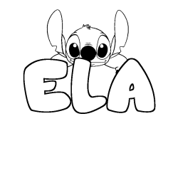 Coloriage prénom ELA - décor Stitch