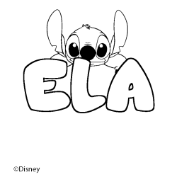 Coloriage pr&eacute;nom ELA - d&eacute;cor Stitch