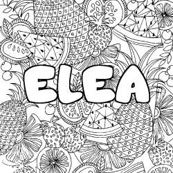 Coloriage prénom ELEA - décor Mandala fruits
