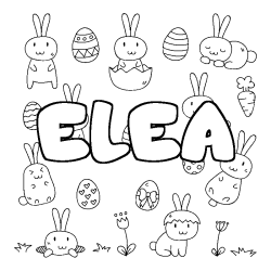 Coloriage prénom ELEA - décor Paques