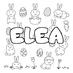 Coloriage pr&eacute;nom ELEA - d&eacute;cor Paques