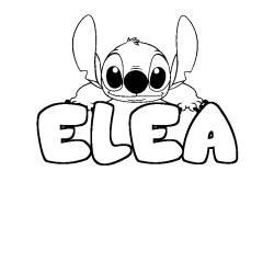 Coloriage prénom ELEA - décor Stitch