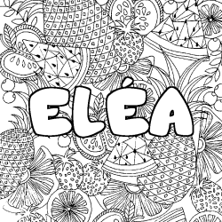 Coloriage prénom ELÉA - décor Mandala fruits