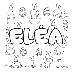 Coloriage pr&eacute;nom EL&Eacute;A - d&eacute;cor Paques