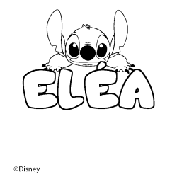 Coloriage pr&eacute;nom EL&Eacute;A - d&eacute;cor Stitch