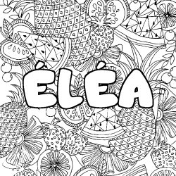 Coloriage prénom ÉLÉA - décor Mandala fruits