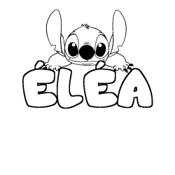 Coloriage prénom ÉLÉA - décor Stitch