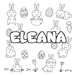 Coloriage pr&eacute;nom ELEANA - d&eacute;cor Paques