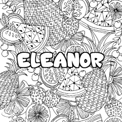Coloriage prénom ELEANOR - décor Mandala fruits