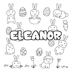 Coloriage pr&eacute;nom ELEANOR - d&eacute;cor Paques