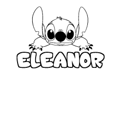 Coloriage prénom ELEANOR - décor Stitch
