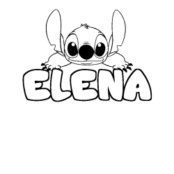 Coloriage prénom ELENA - décor Stitch
