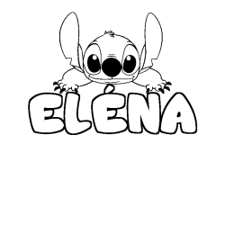 Coloriage prénom ELÉNA - décor Stitch