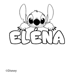 Coloriage pr&eacute;nom EL&Eacute;NA - d&eacute;cor Stitch