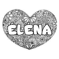 Coloriage &Eacute;L&Eacute;NA - d&eacute;cor Mandala coeur