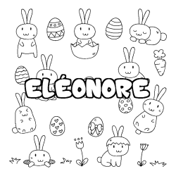 Coloriage pr&eacute;nom EL&Eacute;ONORE - d&eacute;cor Paques