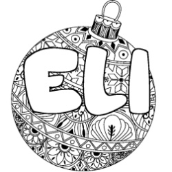 Coloriage pr&eacute;nom ELI - d&eacute;cor Boule de No&euml;l