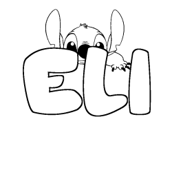 Coloriage prénom ELI - décor Stitch