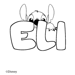 Coloriage pr&eacute;nom ELI - d&eacute;cor Stitch