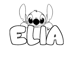 Coloriage prénom ELIA - décor Stitch