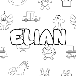 Coloriage pr&eacute;nom ELIAN - d&eacute;cor Jouets