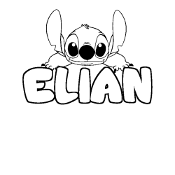 Coloriage prénom ELIAN - décor Stitch