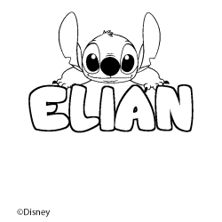 Coloriage pr&eacute;nom ELIAN - d&eacute;cor Stitch