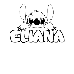 Coloriage prénom ELIANA - décor Stitch