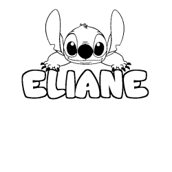 Coloriage prénom ELIANE - décor Stitch