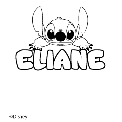 Coloriage pr&eacute;nom ELIANE - d&eacute;cor Stitch
