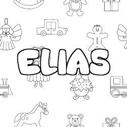 Coloriage prénom ELIAS - décor Jouets
