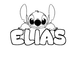 Coloriage prénom ELIAS - décor Stitch