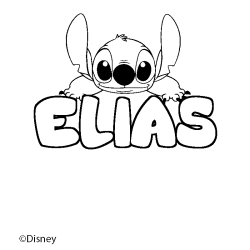Coloriage pr&eacute;nom ELIAS - d&eacute;cor Stitch