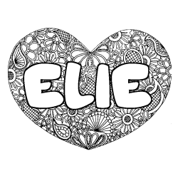 Coloriage ELIE - d&eacute;cor Mandala coeur