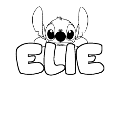 Coloriage prénom ELIE - décor Stitch