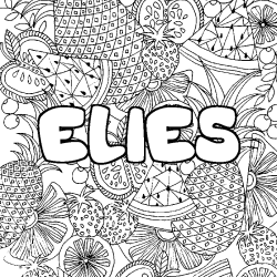 Coloriage prénom ELIES - décor Mandala fruits