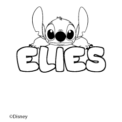 Coloriage pr&eacute;nom ELIES - d&eacute;cor Stitch