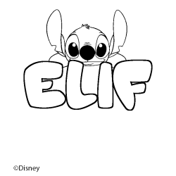 Coloriage pr&eacute;nom ELIF - d&eacute;cor Stitch