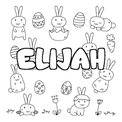 Coloriage pr&eacute;nom ELIJAH - d&eacute;cor Paques