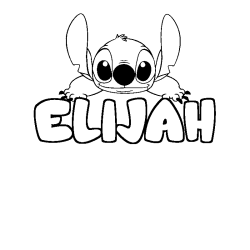 Coloriage prénom ELIJAH - décor Stitch