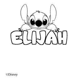 Coloriage pr&eacute;nom ELIJAH - d&eacute;cor Stitch