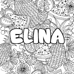 Coloriage ELINA - d&eacute;cor Mandala fruits