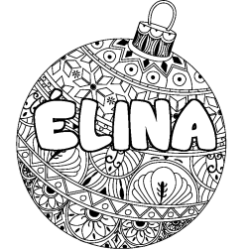 Coloriage prénom ÉLINA - décor Boule de Noël