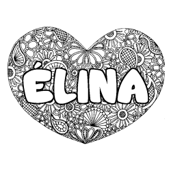 Coloriage &Eacute;LINA - d&eacute;cor Mandala coeur