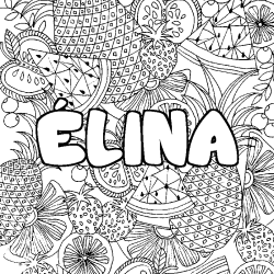 Coloriage prénom ÉLINA - décor Mandala fruits