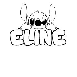 Coloriage prénom ELINE - décor Stitch