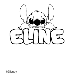 Coloriage pr&eacute;nom ELINE - d&eacute;cor Stitch