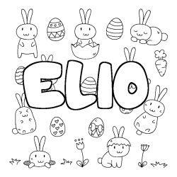 Coloriage ELIO - d&eacute;cor Paques