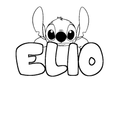 Coloriage prénom ELIO - décor Stitch